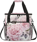 Pink Flower Travel Coffee Maker Carrying Bag Pink Floral Large Organizer Storage Tote Bag Insulated Reusable Cooler Lunch Bags