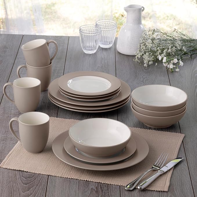 Noritake Colorwave Sand 16-Piece Rim Dinnerware Set Service For 4
