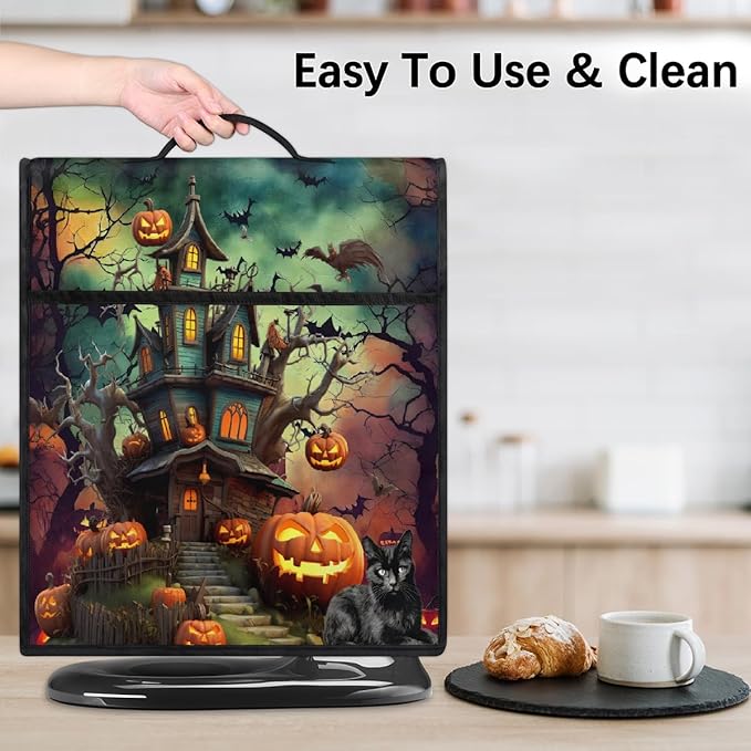 cfpolar Kitchen Aid Mixer Cover Compatible with 6-8 Quarts Halloween Pumpkins Castle Bats Stand Mixer Cover Kitchen Aid Mixers Accessories Appliance Organizer Bag Dust Covers with Zipper Pocket