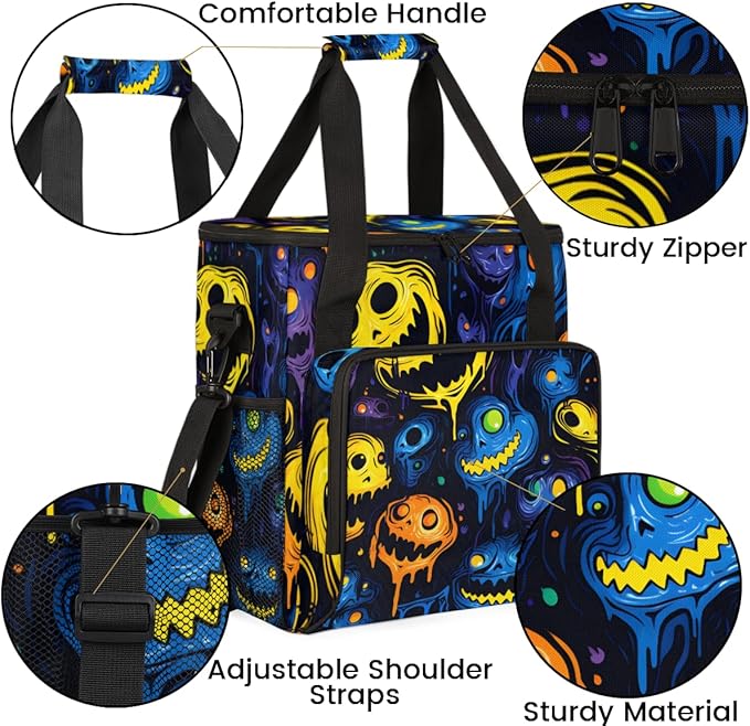 Spooky Ghosts Coffee Maker Carrying Bag Cartoon Ghosts Travel Storage Bag Compatible with K-Mini or K-Mini Plus Single Serve Coffee Brewer Carrying Case with Multiple Pockets &amp Shoulder Strap