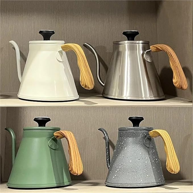 Pour Over Coffee Kettle Stainless Steel Coffee Maker Hand Drip Coffee Kettle with Thermometer Gooseneck Kettle Coffee Pot for TeaCoffee(Beige)