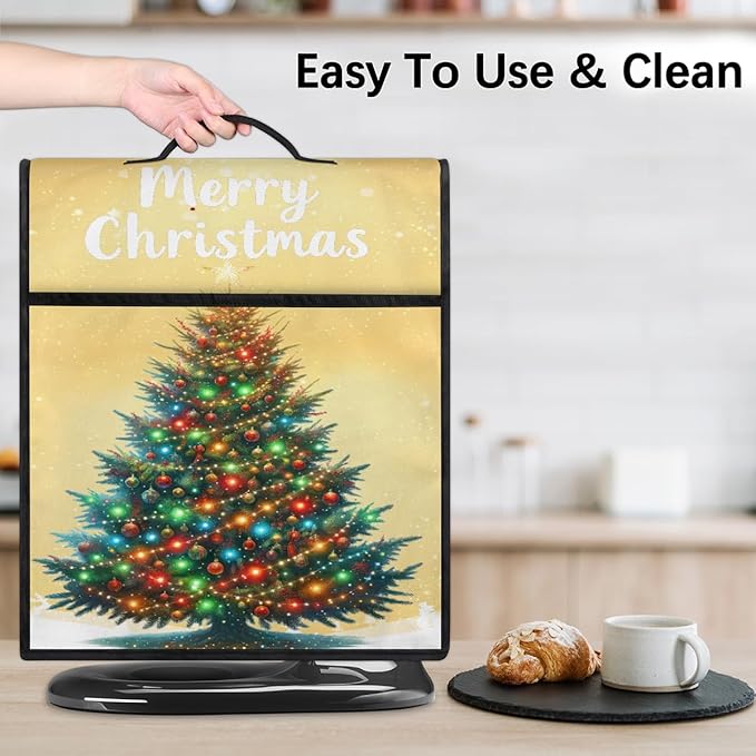Kitchen Aid Mixer Cover Christmas Colorful Tree Stand Mixer Cover Compatible with 6-8 Quarts Stand Mixers Dust Covers with Zipper Pocket Foldable Washable Kitchen Aid Organizer Bag