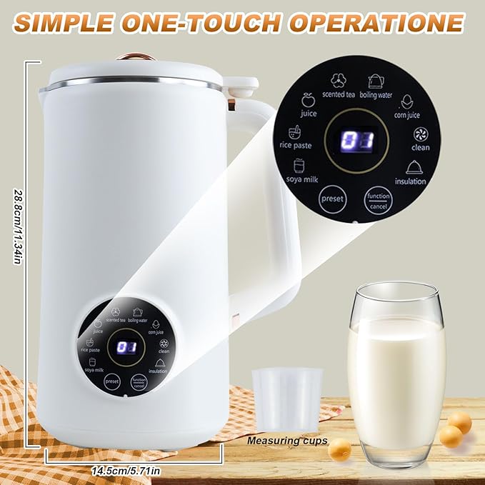Nut Milk Maker Machine 33 OZ/1000 ML Soy Milk Maker Multi-Function Automatic Nut Milk Maker with 10 Blades for Homemade Plant-Based Milk Oat Crushing Ice Juice with 12 Hours Timer/Auto-Clean
