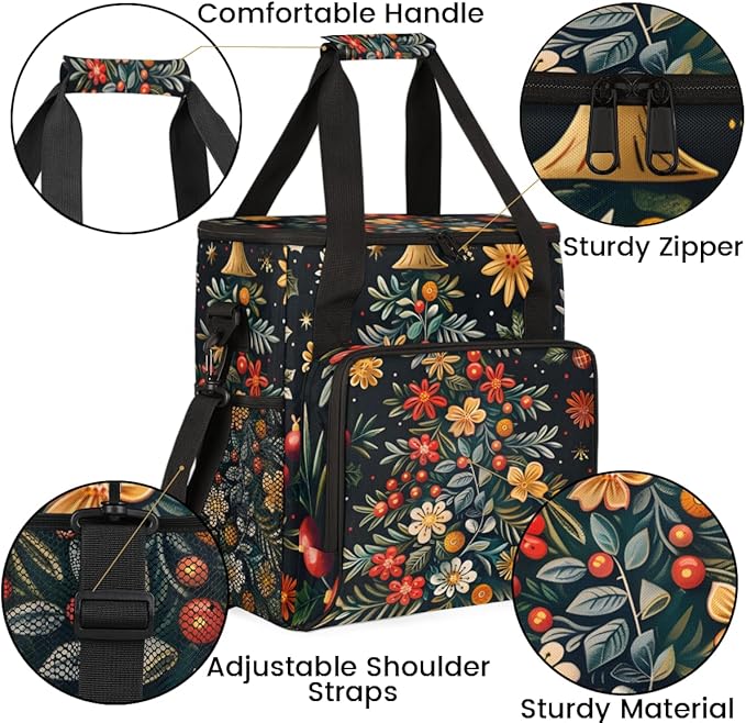 Glitter Xmas Tree Coffee Maker Carrying Bag Portable Travel Storage Tote Bag Compatible with K-Mini or K-Mini Plus Single Serve Coffee Brewer Carrying Case with Multiple Pockets &amp Shoulder Strap