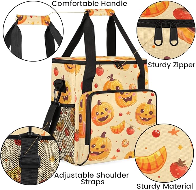 Magical Pumpkin Coffee Maker Carrying Bag Cartoon Pumpkin Travel Storage Bag Compatible with K-Mini or K-Mini Plus Single Serve Coffee Brewer Carrying Case with Multiple Pockets &amp Shoulder Strap