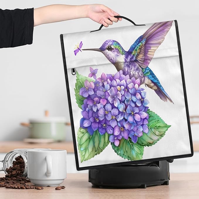 cfpolar Kitchen Aid Mixer Cover Compatible with 6-8 Quarts Flowers Watercolor Hummingbird Stand Mixer Cover Kitchen Aid Mixers Accessories Appliance Organizer Bag Dust Covers with Zipper Pocket