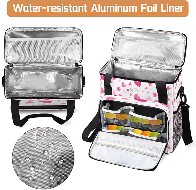 Valentine Pink Heart Flowers Coffee Maker Carrying Bag Coffee Machine Travel Storage Bag Compatible with K-Mini or K-Mini Plus Portable Single Serve Coffees Brewer Case with Pockets for K-Cup Pods