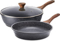 SENSARTE Nonstick Frying Pan Skillets Swiss Granite Coating Omelette Pans Healthy Cookware Chef's Pan Free of Intentionally Added PFOA (8 Inch Frying Pan and 3.5QT Saute Pan)