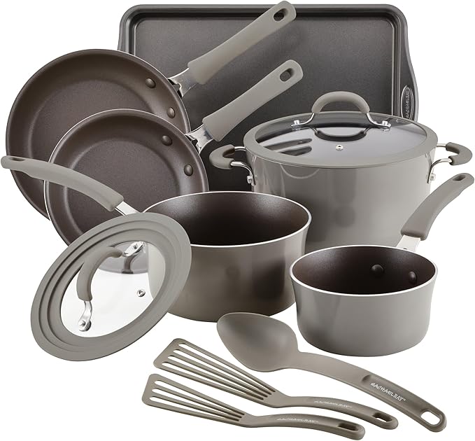 Rachael Ray 14741 11-Piece Nonstick Cookware Set - Gray