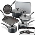 Farberware High Performance Nonstick Cookware Pots and Pans Set Dishwasher Safe 17 Piece Black