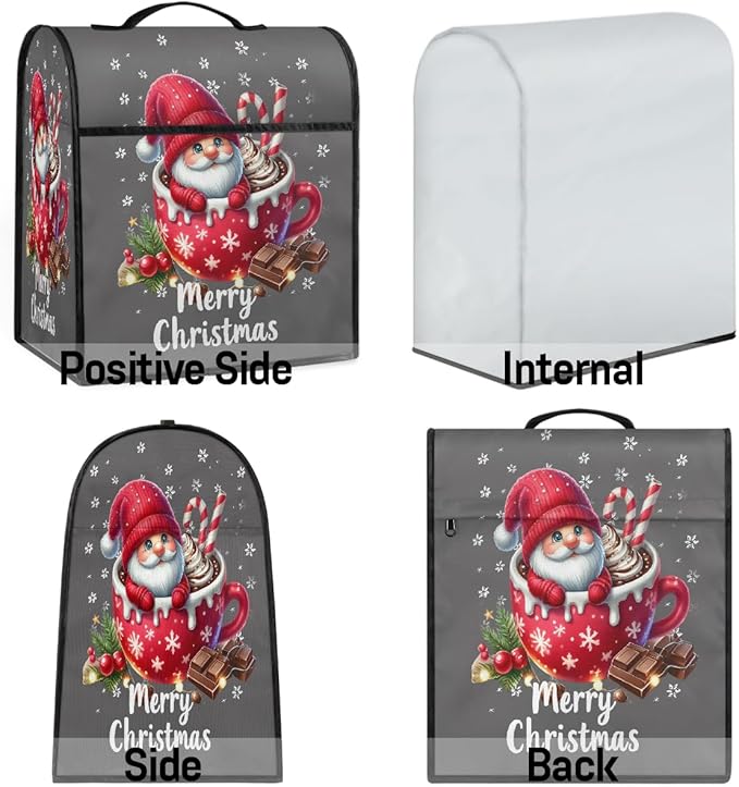 cfpolar Kitchen Aid Mixer Cover Compatible with 6-8 Quarts Christmas Dwarf Candy Cane Stand Mixer Cover Kitchen Aid Mixers Accessories Appliance Organizer Bag Dust Covers with Zipper Pocket