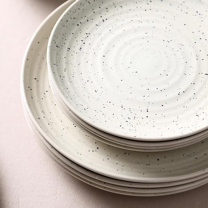 Stone Lain Dua 4-Piece Dinner Plate Set Stoneware White