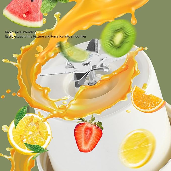 Portable Blenders Handheld Fruit Mixer USB Rechargeable Personal Blender Juicer Cup Leakproof Powerful Blending (White)