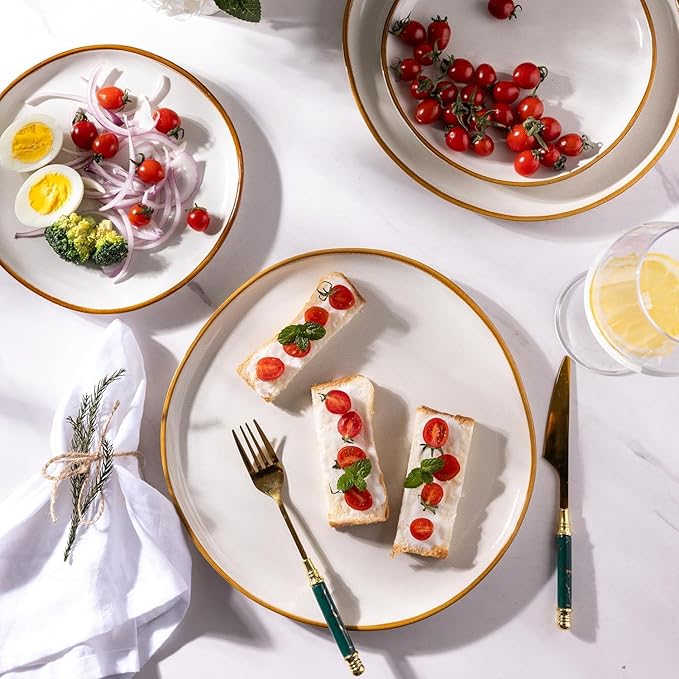AmorArc Ceramic Dinnerware SetsHandmade Reactive Glaze Stoneware Plates and Bowls SetsHighly Scratch Resistant | Dishwasher &amp Microwave Safe Dishes SetService for 4 (12pc)
