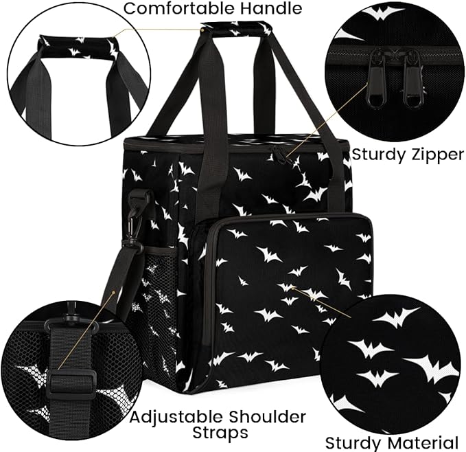 Halloween Bat Coffee Maker Carrying Bag Gothic Bat Travel Storage Bag Compatible with K-Mini or K-Mini Plus Single Serve Coffee Brewer Carrying Case with Multiple Pockets &amp Shoulder Strap