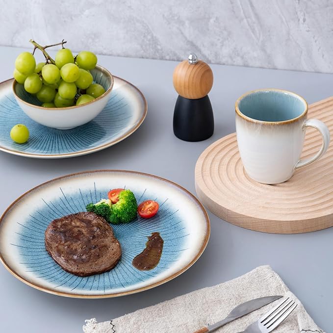 Dinnerware Set Stoneware 16 Pieces Service for 4 Stoneware Plates and Bowls Set Highly Chip and Crack Resistant Stoneware Set Dishwasher Microwave Safe Dishes set
