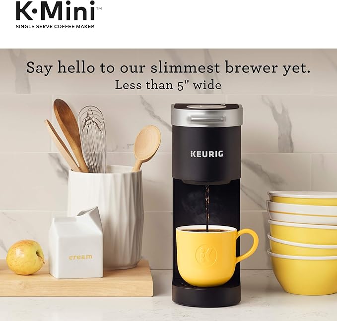Keurig K-Mini Single Serve Coffee Maker Black &amp Brewer Cleanse Kit For Maintenance Includes Descaling Solution &amp Rinse Pods Compatible Classic/1.0 &amp 2.0 K-Cup Pod Coffee Makers 4 Count