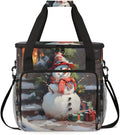Xmas Snowman Coffee Maker Carrying Bag Glowing Snowman Travel Storage Bag Compatible with K-Mini or K-Mini Plus Single Serve Coffee Brewer Carrying Case with Multiple Pockets &amp Shoulder Strap