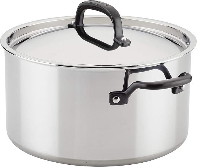 KitchenAid 5-Ply Clad Polished Stainless Steel Cookware Pots and Pans Set 10 Piece