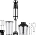 6-in-1 Immersion Blender 1000W Hand Blender with 20 Speeds Scratch-Resistant Stick Mixer with Whisk Chopper Beaker Egg Beaters &amp Dough Hooks – Heavy Duty Hand Mixer Black