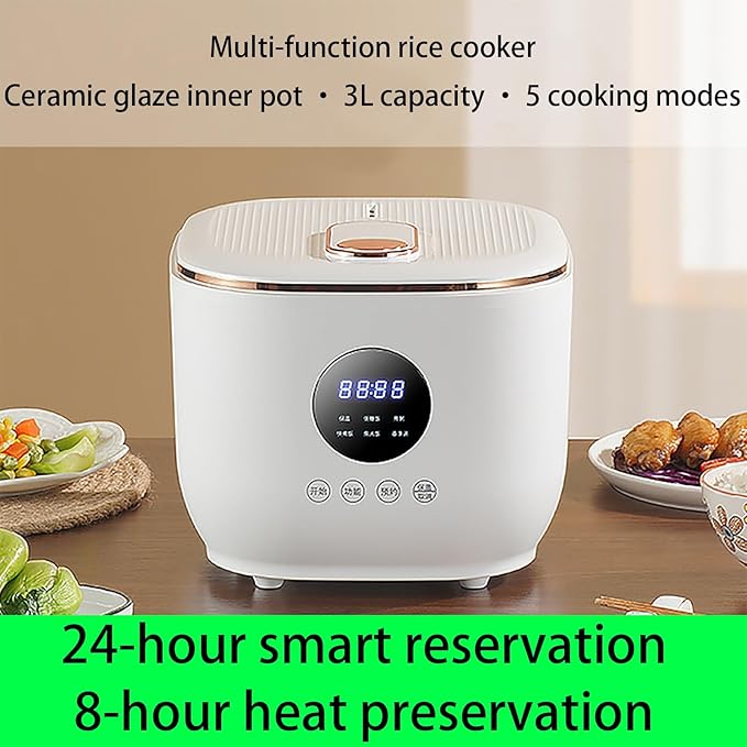 Low Sugar Rice Cooker 3L Portable Rice Cooker 5 Cooking Modes 24-Hour Smart Appointment 8 Hours Heat Preservation