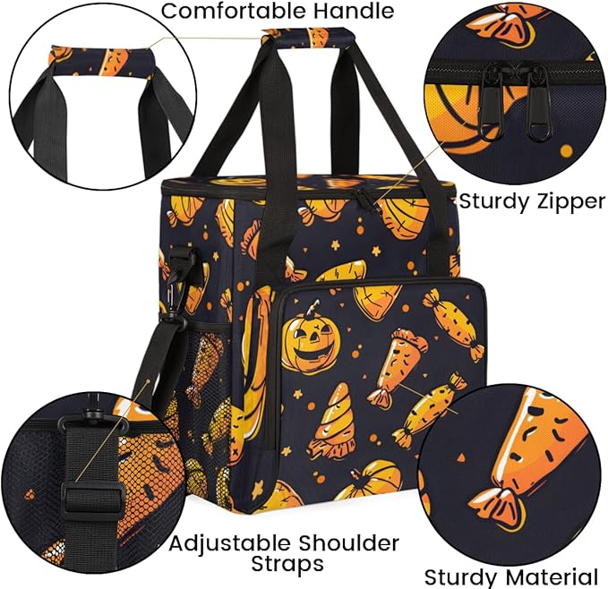 Cartoon Pumpkin Coffee Maker Carrying Bag Graffiti Pumpkin Travel Storage Bag Compatible with K-Mini or K-Mini Plus Single Serve Coffee Brewer Carrying Case with Multiple Pockets &amp Shoulder Stra