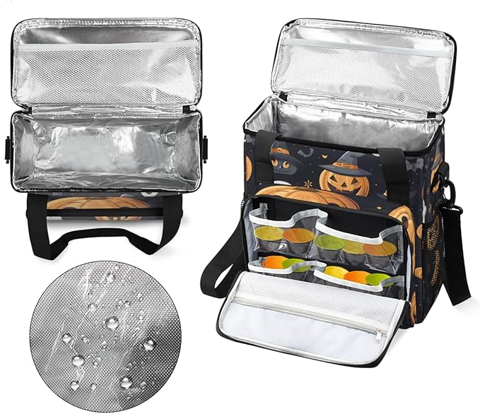 Retro Pumpkin Coffee Maker Carrying Bag Abstract Pumpkin Travel Storage Bag Compatible with K-Mini or K-Mini Plus Single Serve Coffee Brewer Carrying Case with Multiple Pockets &amp Shoulder Strap