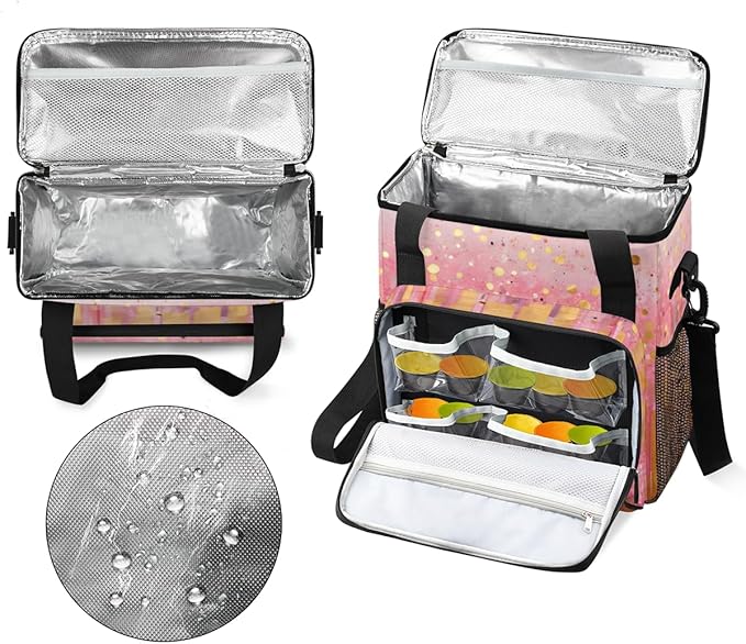 Glitter Coffee Maker Carrying Bag Peach Red Portable Travel Storage Tote Bag Compatible with K-Mini or K-Mini Plus Single Serve Coffee Brewer Carrying Case with Multiple Pockets &amp Shoulder Strap