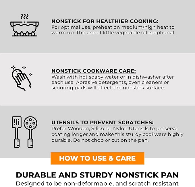 BRA COOKWARE Efficient Pro 6 Piece Cookware Set | Cast Aluminum Kitchenware Set | 1 Pots 2 Frying Pans 1 Saucepan 2 Lids | Non-Stick | All Stovetops Compatible | PFOA Free