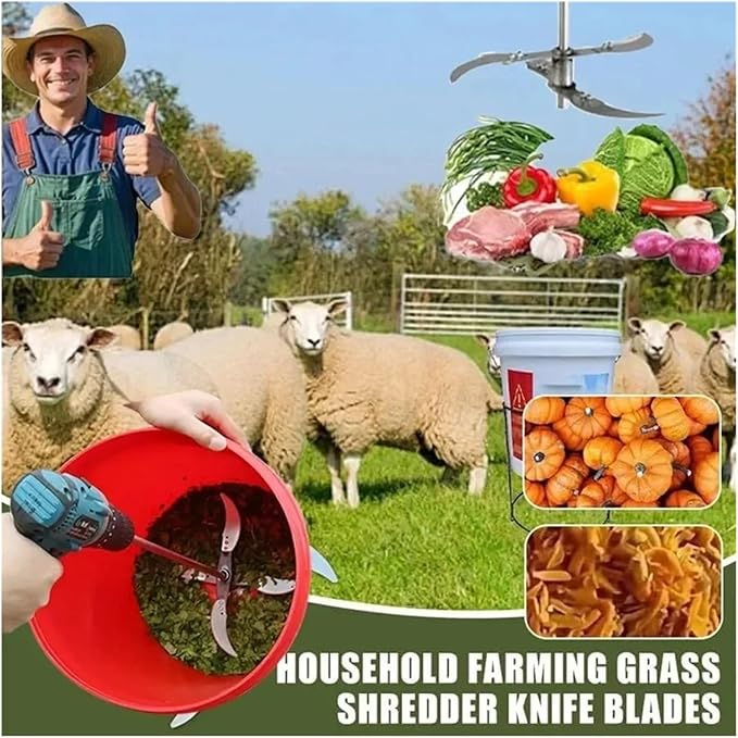 4 Blades Fruit Vegetable Cutter Blade With 50CM Rod Shaft Base Electric Drill Chopper For Farm Pig Feed Crusher Stirring Mixer
