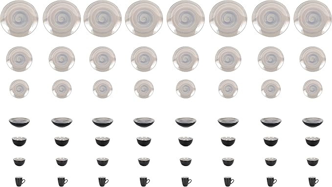 Stoneware Sonoma 56pc Dinnerware Set Black + Speckled Spin Wash Grey