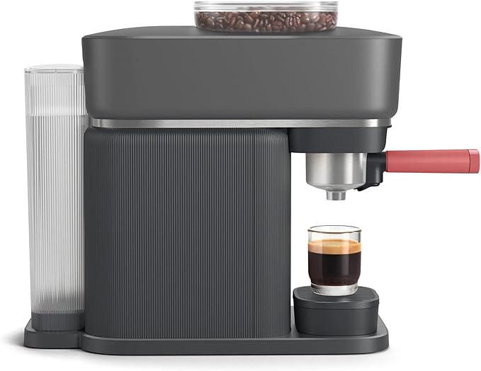 Philips Baristina Espresso Machine Grind Tamp &amp Brew Coffee Beans in One Swipe Compact 16 Bar Pump Pressure Automatic Grinder Black with Berry Red Portafilter (BAR301/60)
