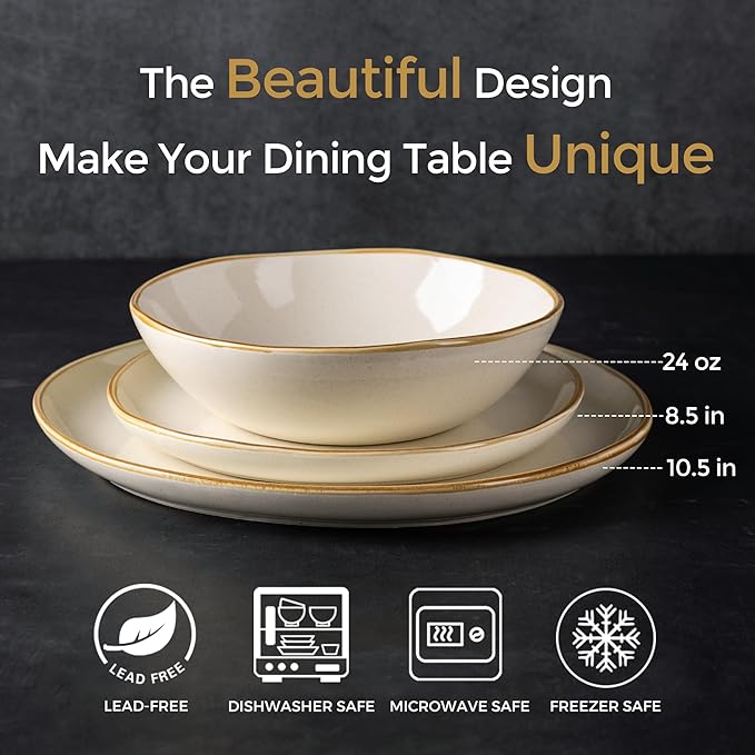AmorArc Ceramic Dinnerware SetsHandmade Reactive Glaze Stoneware Plates and Bowls SetsHighly Scratch Resistant | Dishwasher &amp Microwave Safe Dishes SetService for 6 (18pc)