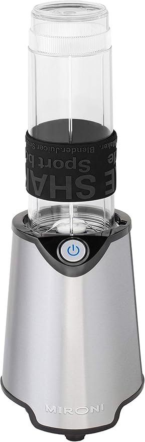 Mironi Personal Smoothie Blender 2-in-1 Single Serve Blender Mini Bullet Blender 500W With 20 Ounce Tritan Sports Bottle and Grinder Cup for Juices Shakes Smoothies and More Stainless Steel