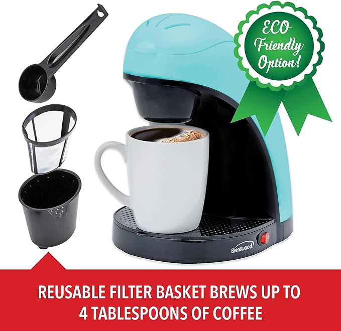 Brentwood TS-112BL Single-Serve Coffee Maker with Mug (Blue)