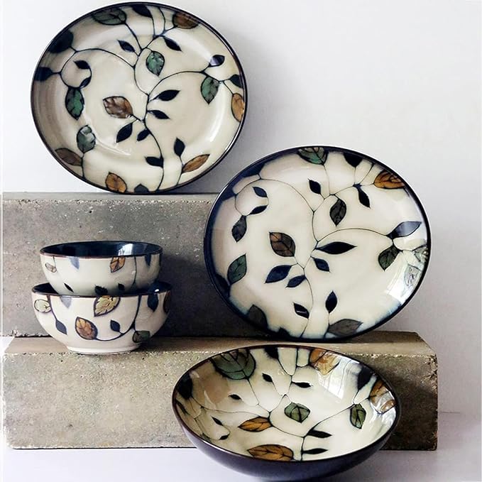 16 Piece Dish Set Porcelain Dinner Set Stoneware Dinnerware SetKitchen Dishes Set Round Plates and Bowls Sets for Kitchen/Dining