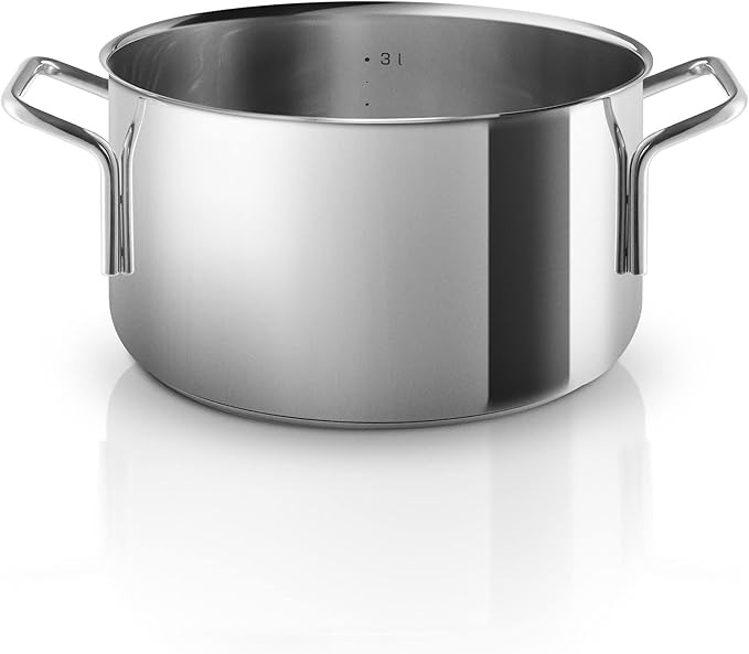 Eva Trio | Stainless Steel Cookware Set 4 Pieces 4 pcs. Cookware set 1.1 l 2.2 l 3.6 l 4.8 l | Polished Steel | Aluminum Base | Complete set of pots to meet all your everyday cooking needs