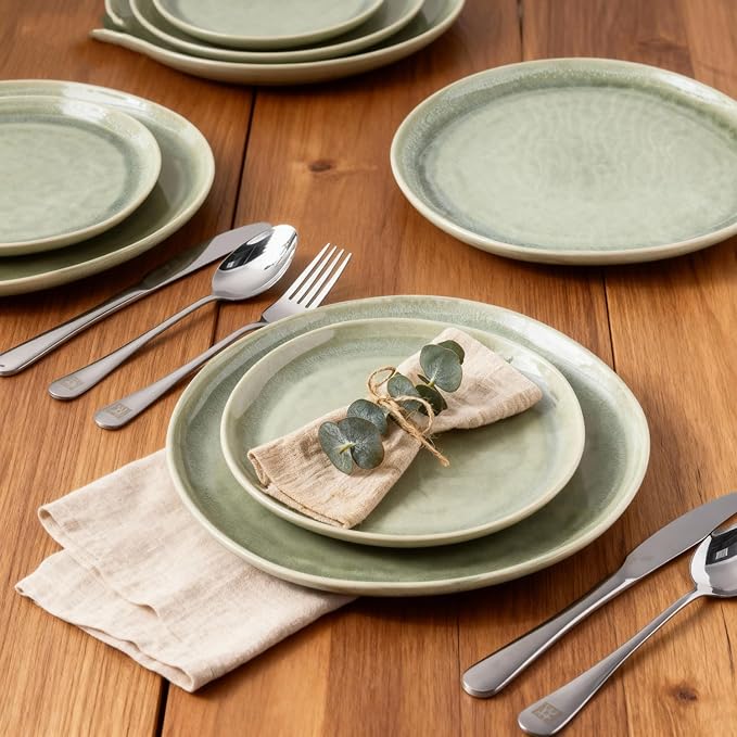 AmorArc Ceramic Dinnerware SetsHandmade Reactive Glaze Stoneware Plates and Bowls SetsHighly Scratch Resistant | Dishwasher &amp Microwave Safe Dishes SetService for 8 (24pc)
