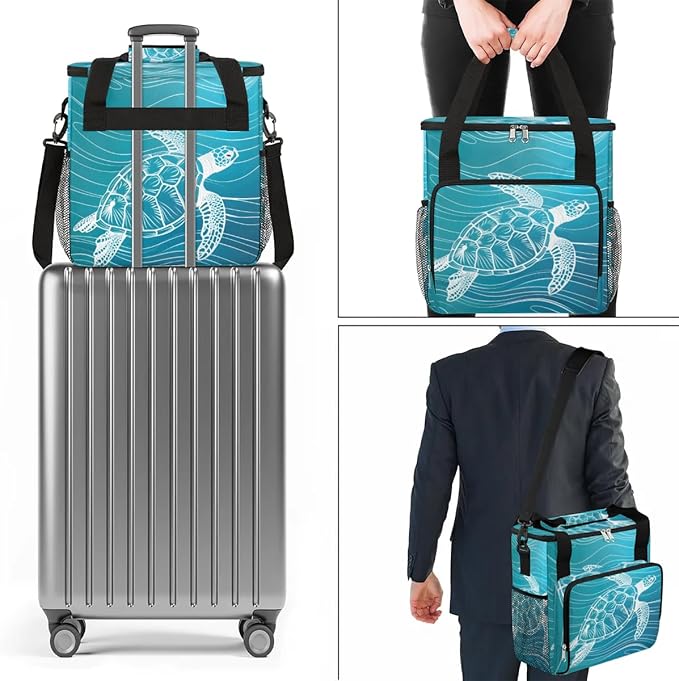 Coffee Maker Carrying Bag Ocean Turtle Print Single Cup Coffee Maker Travel Bag Compatible with Keurig K-Mini or K-Mini Plus Portable Storage Bag with Shoulder StrapAZ-17