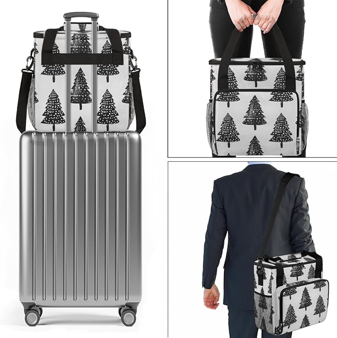 Christmas Festivals Coffee Maker Carrying Bag Christmas Tree Travel Storage Bag Compatible with K-Mini or K-Mini Plus Single Serve Coffee Brewer Carrying Case with Multiple Pockets &amp Shoulder St