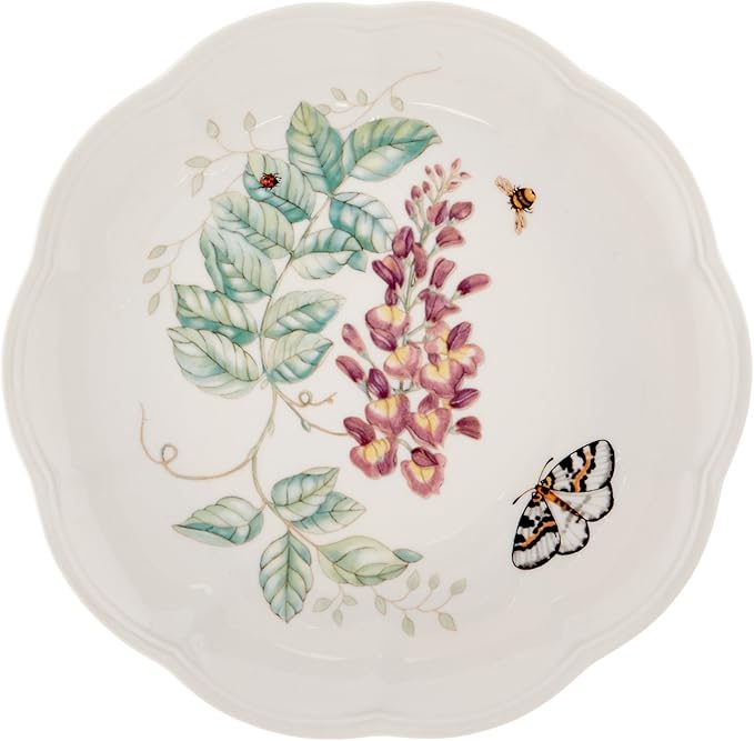 Lenox Dinnerware Set Butterfly Meadow 18-Piece Set Service For 6 White Porcelain Butterfly And Flower Designs Plates And Bowls Sets Dishwasher Safe Home &amp Kitchen (18 Pieces Assorted)