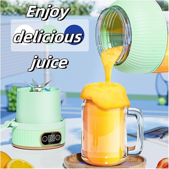 Multifunctional Portable Juicer Cup With Digital DisplayPortable Smoothie Blender on the GoLarge Capacity Portable Blender USB Rechargeablefor Shakes and Smoothies (White-26x11cm)