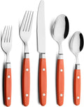 ANNOVA Silverware Set Retro/Rivet Colorful Stainless Steel Tableware Kitchen Flatware Set Utensils Includes Dinner Knives Forks Spoons Salad Forks &amp Dessert Spoons (Orange 20 Pieces)