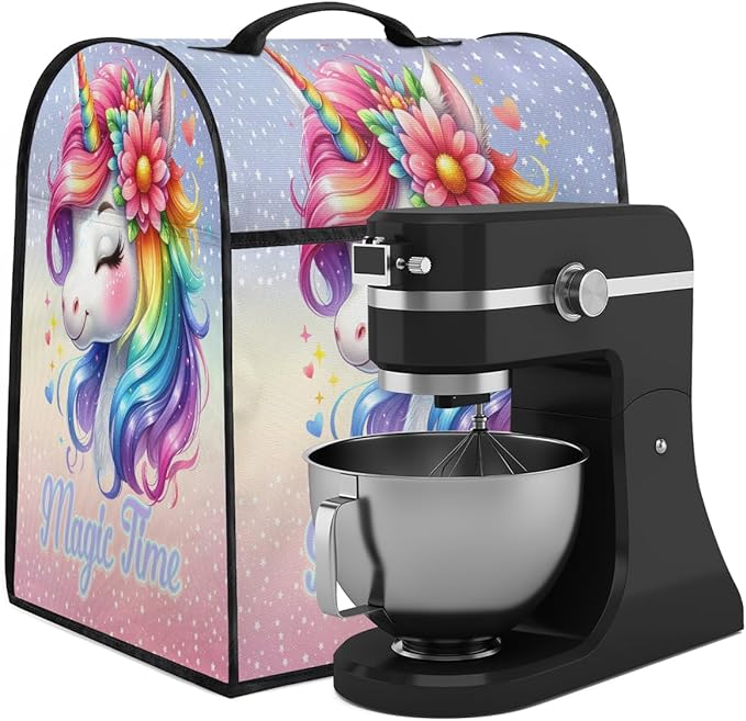 cfpolar Kitchen Aid Mixer Cover Compatible with 6-8 Quarts Unicorn Rainbow Animal Stand Mixer Cover Kitchen Aid Mixers Accessories Appliance Organizer Bag Dust Covers with Zipper Pocket