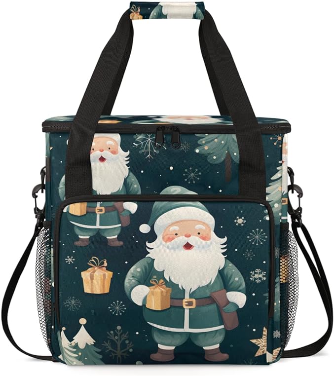 Xmas Santa Claus Coffee Maker Carrying Bag Graffiti Santa Claus Travel Storage Bag Compatible with K-Mini or K-Mini Plus Single Serve Coffee Brewer Carrying Case with Pockets &amp Shoulder Strap
