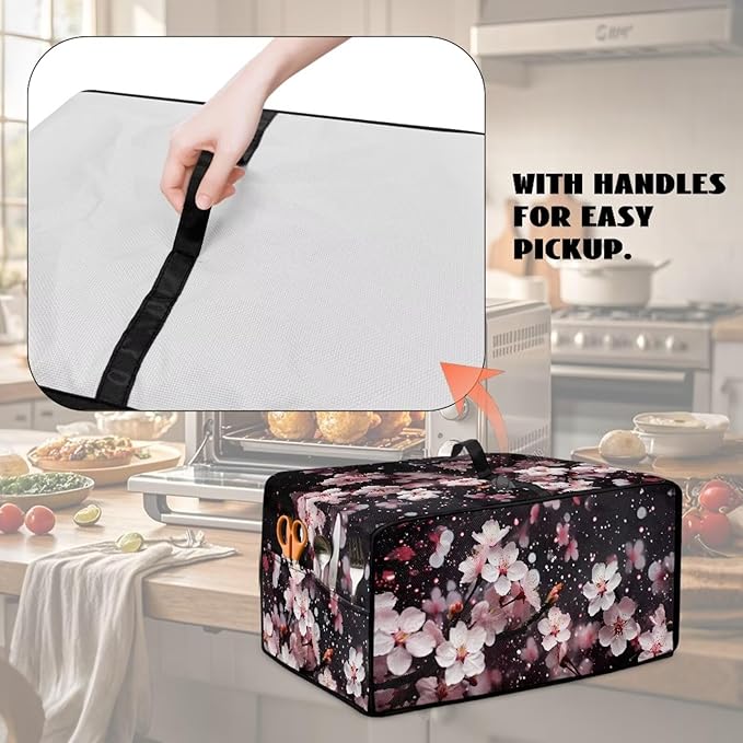 Doojoayie Small Appliance Cover 6 Slice Toaster Dust Protection Cover 19.7x16x 10 Bread Machine Protector Cherry Blossom Print Gift for Mother Wife Women Cook