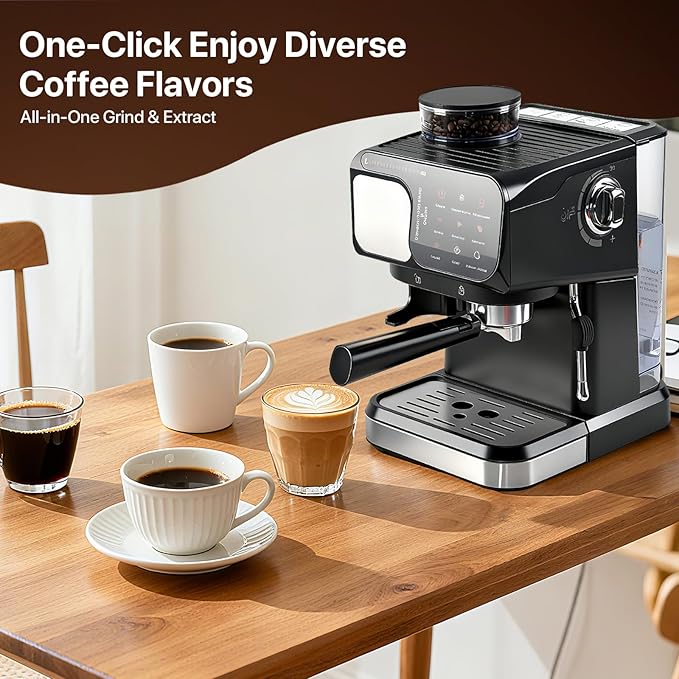 Espresso Machine Professional Home Espresso Maker Espresso Coffee Fast Heating for Cappuccino/Latte Coffee Machine for Home Office for Latte Cappuccino-Black