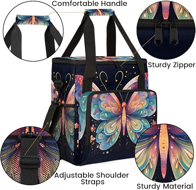 Abstract Butterfly Coffee Maker Carrying Bag Cartoon Butterfly Travel Storage Bag Compatible with K-Mini or K-Mini Plus Single Serve Coffee Brewer Carrying Case with Pockets &amp Shoulder Strap