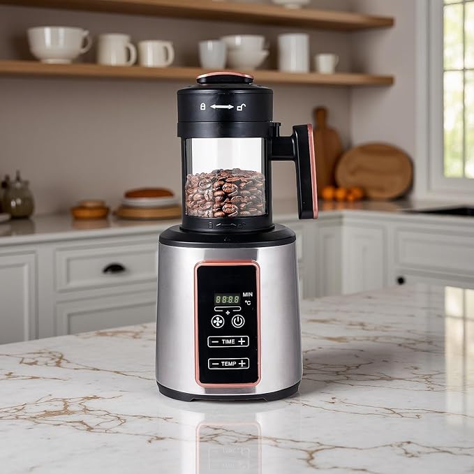 Electric Coffee Bean Roaster Machine for Home Use – 1500W Air Coffee Roaster with Adjustable Temperature &amp Timer Built-In Chaff Collector &amp Air Circulation 100g Capacity Electric Coffee Roast