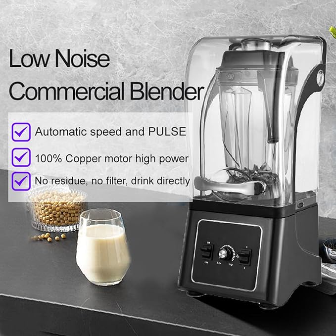 Professional Blender Commercial Quiet Blender Soundproof Blender 2500ML with Cover for Crushing IceSmoothiePureeBlender
